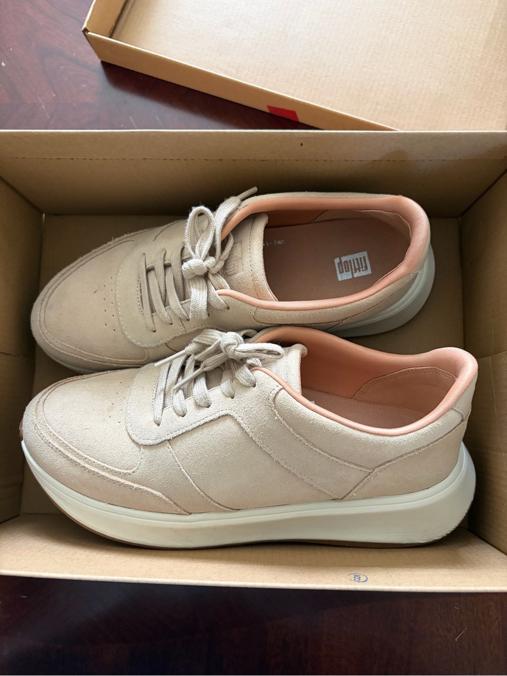 Fitflop Beige Sneakers with Blush Pink Lining